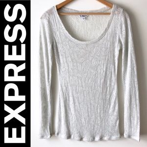 EXPRESS Silver Shimmer Semi-Sheer Top (M)